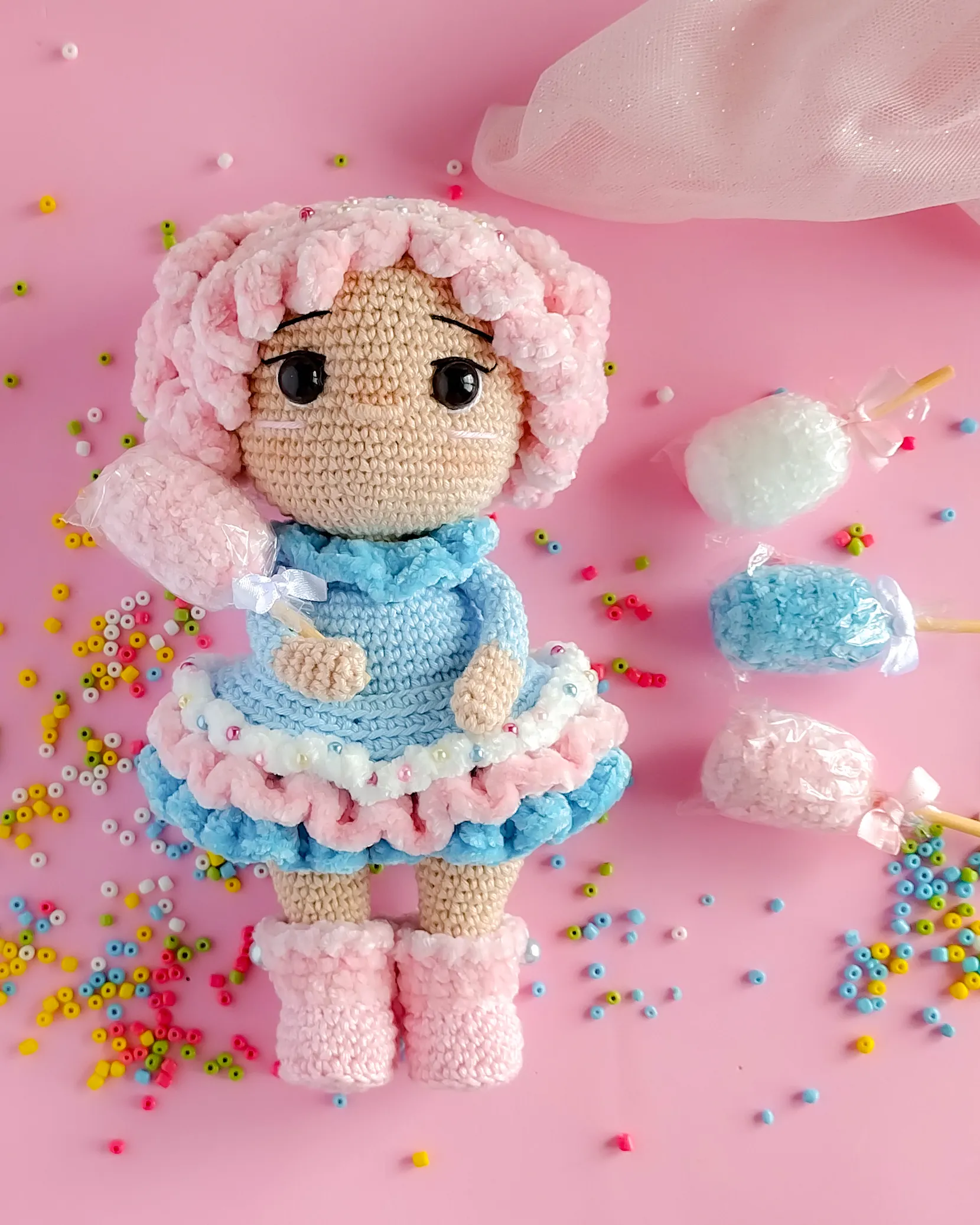 Karen algodão doce - receita de amigurumi - Imagem 2