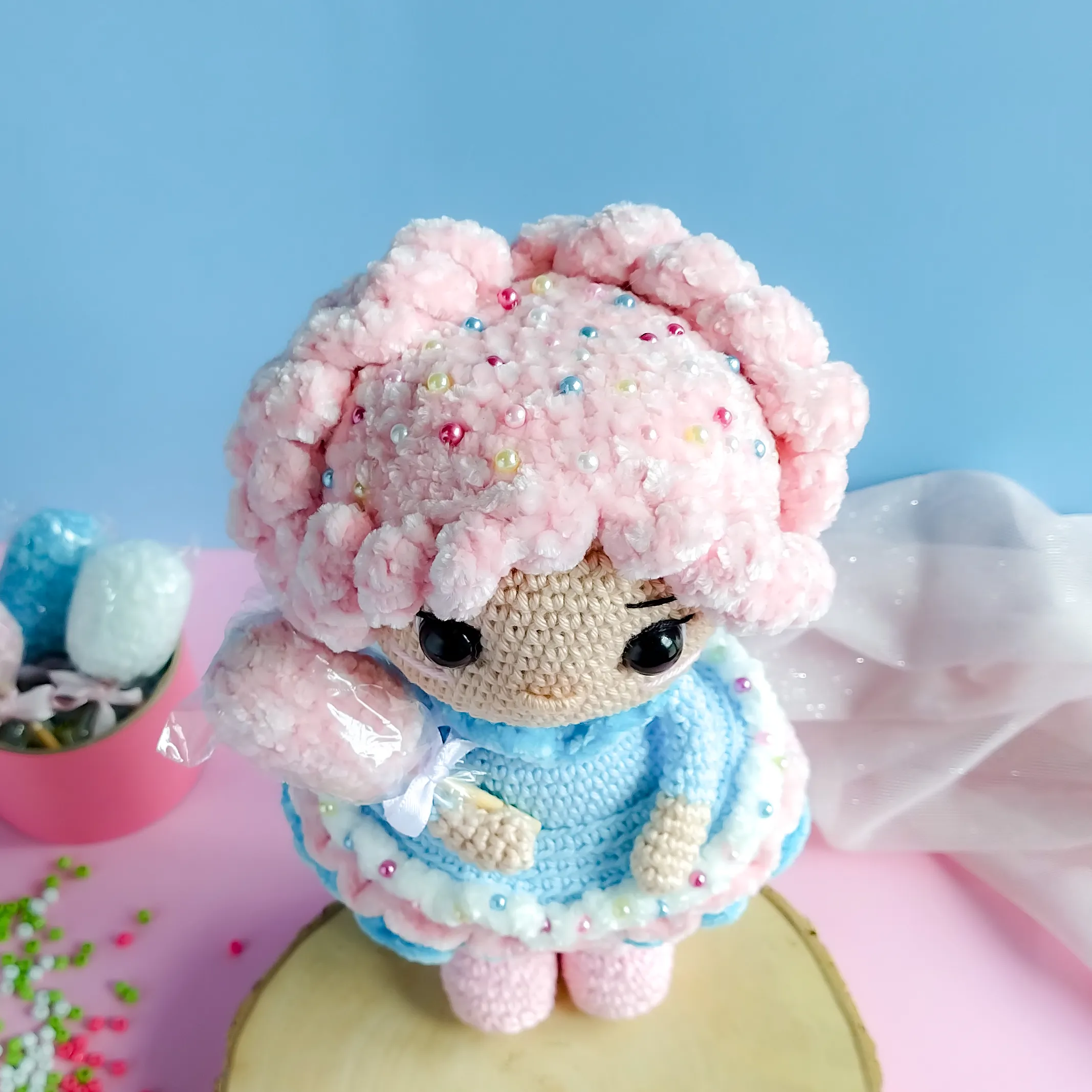 Karen algodão doce - receita de amigurumi - Imagem 3