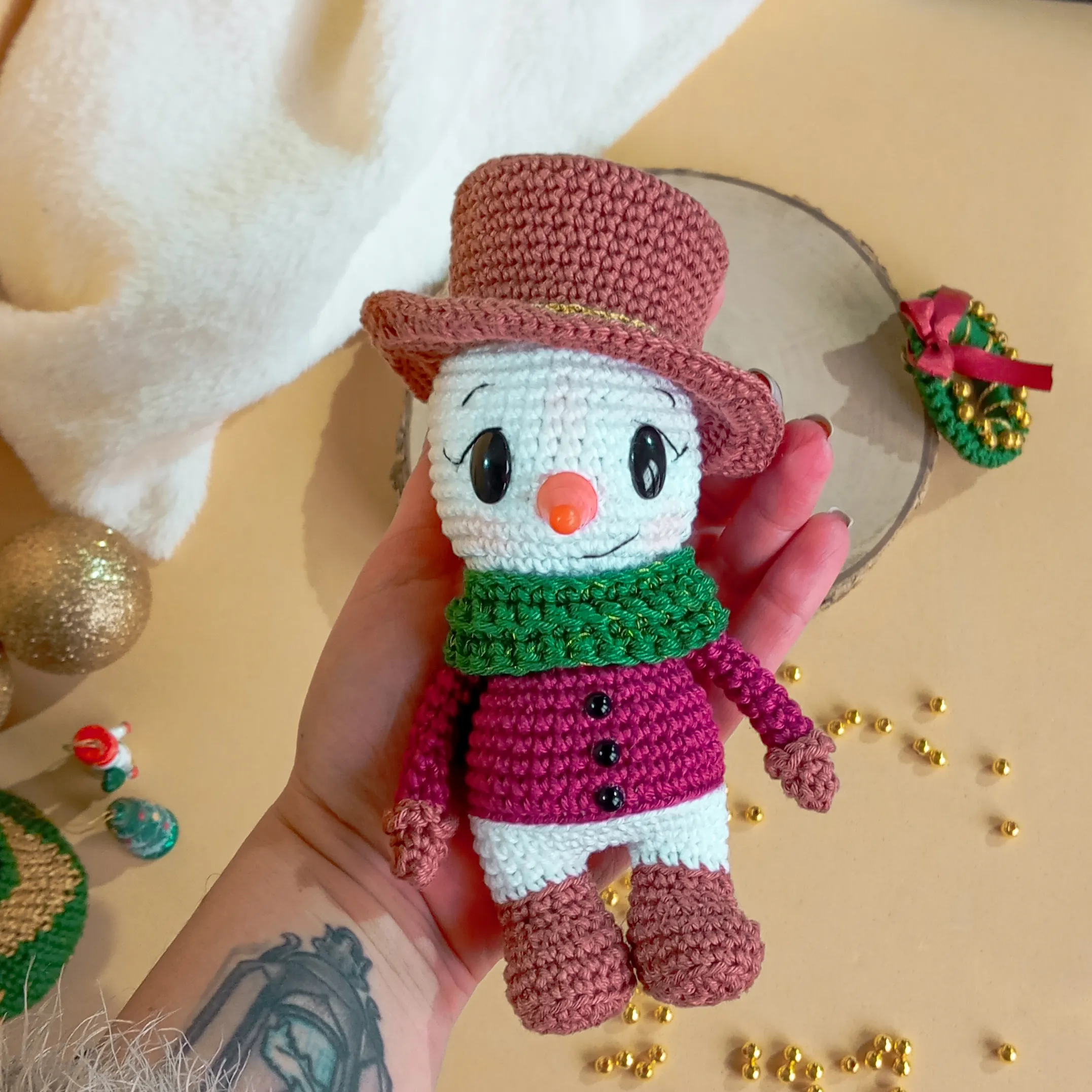 Boneco de Neve - receita de amigurumi